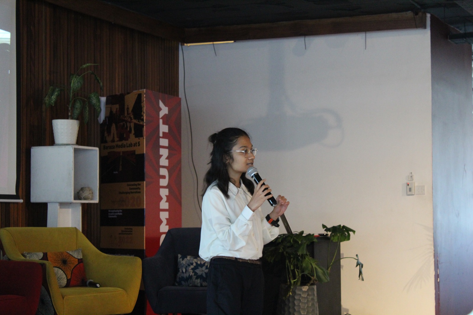 Bushra Afroze speaking at an event